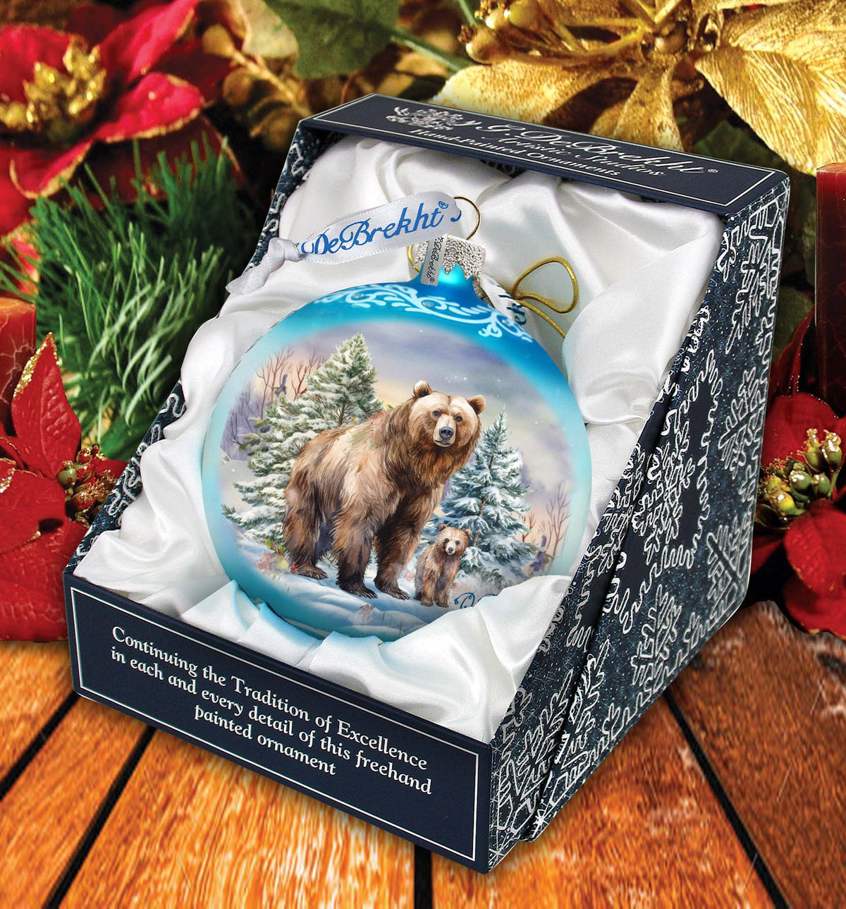A Love for All Seasons: Grizzly Bears Ball Glass Ornament by G. Debrekht - Wildlife Holiday Decor - 73382