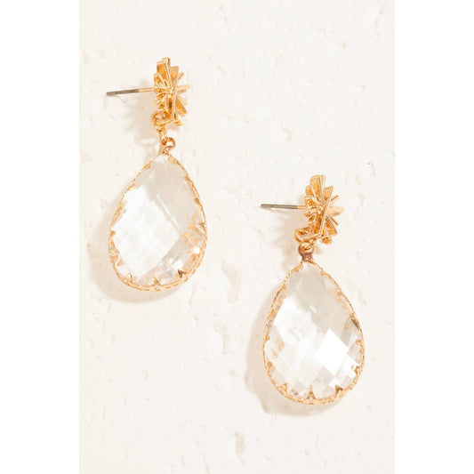 The Looks by Fame Large Faceted Tear Rhinestone Dangle Earrings
