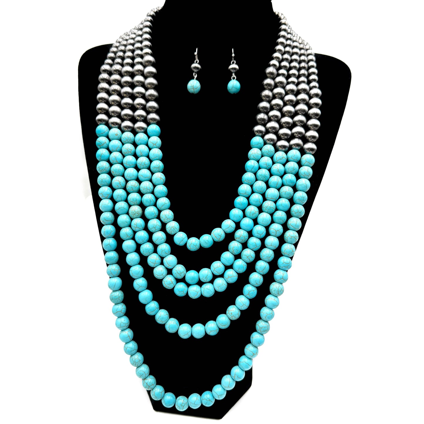Collier ras du cou "Lunar Deer" Western Navajo avec perles turquoises