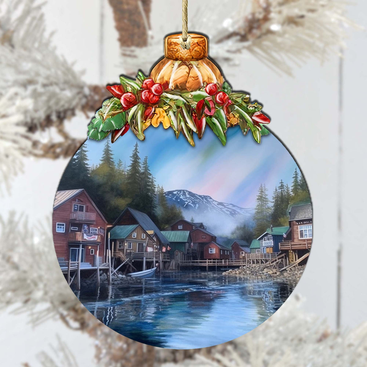 Arctic Mountain Homes Wooden Ornaments by G.Debrekht - Wildlife Holiday Decor - 870014