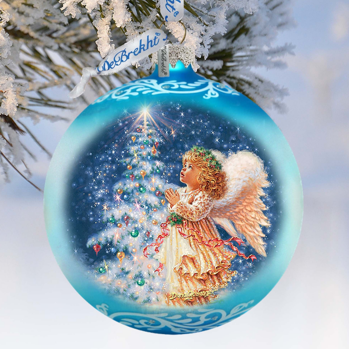 Angels Christmas Wish Lg Glass Ornament by D.Gelsinger - Christmas Holiday Decor - 73961