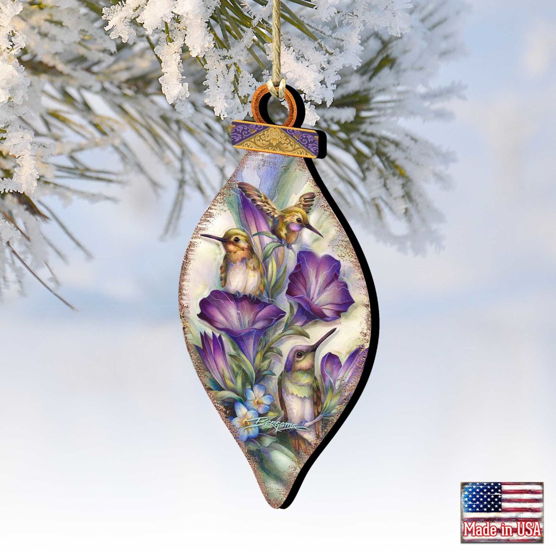Everlasting Friendship Hummingbirds Wooden Ornaments by J. Bergsma - Wildlife Holiday Decor - 8591936-JB