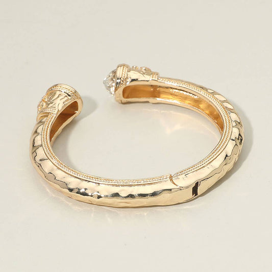 Sensibling Stone Tip Accent Hinged Cuff Bracelet
