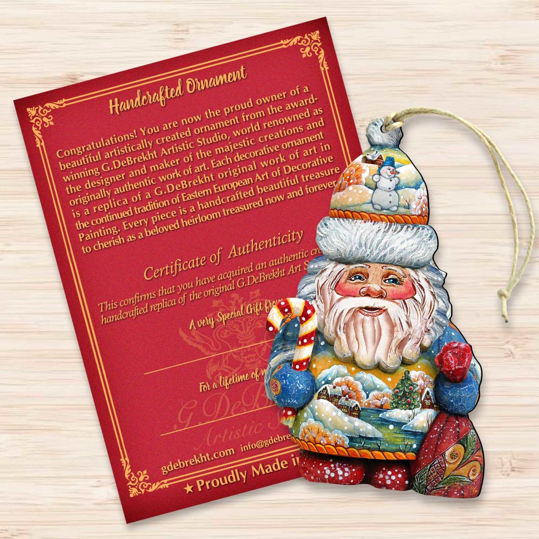 Winter Wonders Santa Wooden Ornaments by G. DeBrekht - Christmas Santa Snowman Decor - 81519184