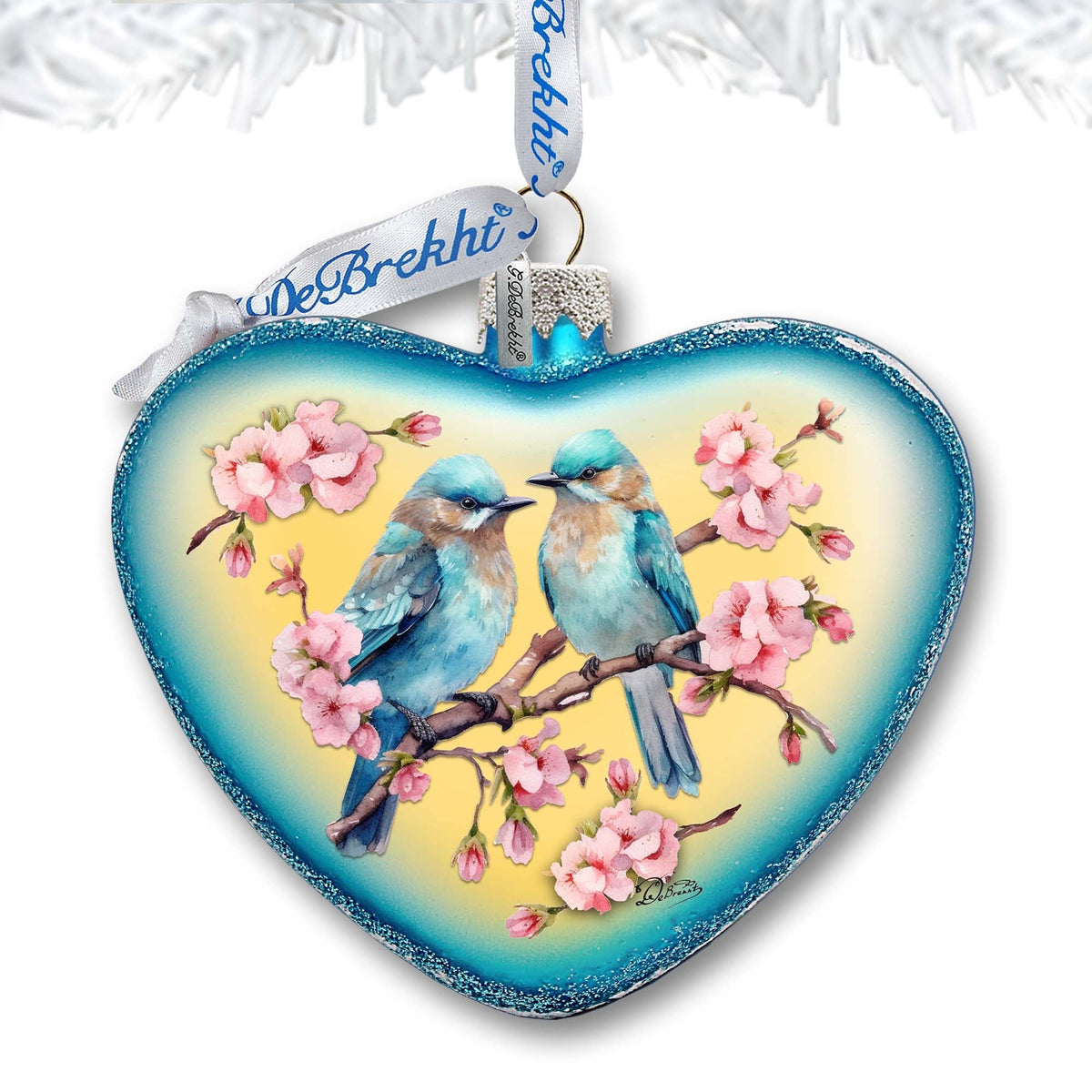 Blooming Love Heart Glass Ornament by G. Debrekht Christmas Decor - 753-014