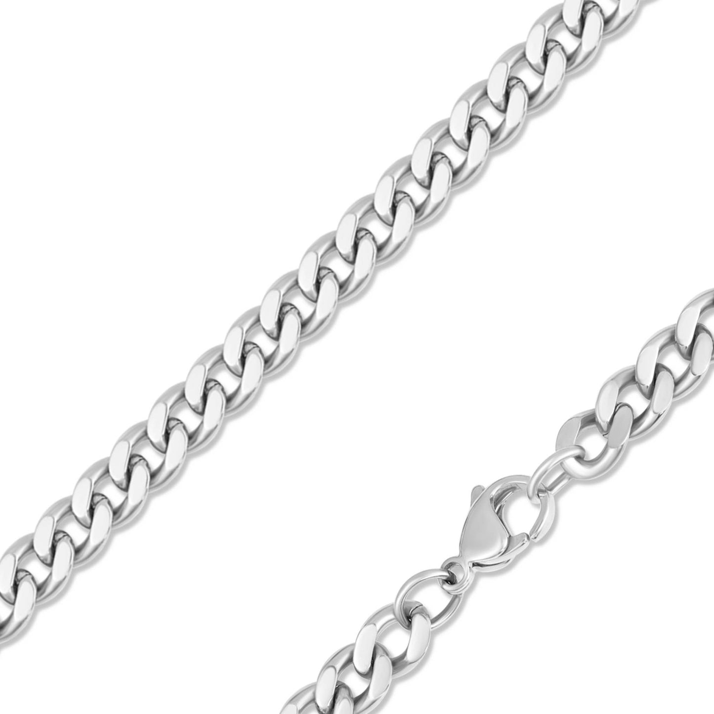 Collier chaîne maille gourmette en acier inoxydable