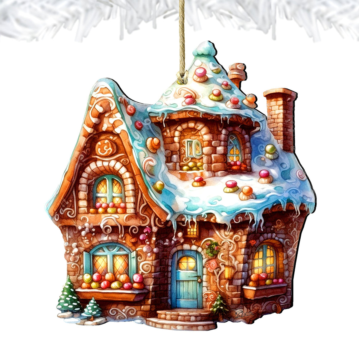 Gingerbread House Wooden Ornaments by G. Debrekht - Christmas Decor - 8100191-2