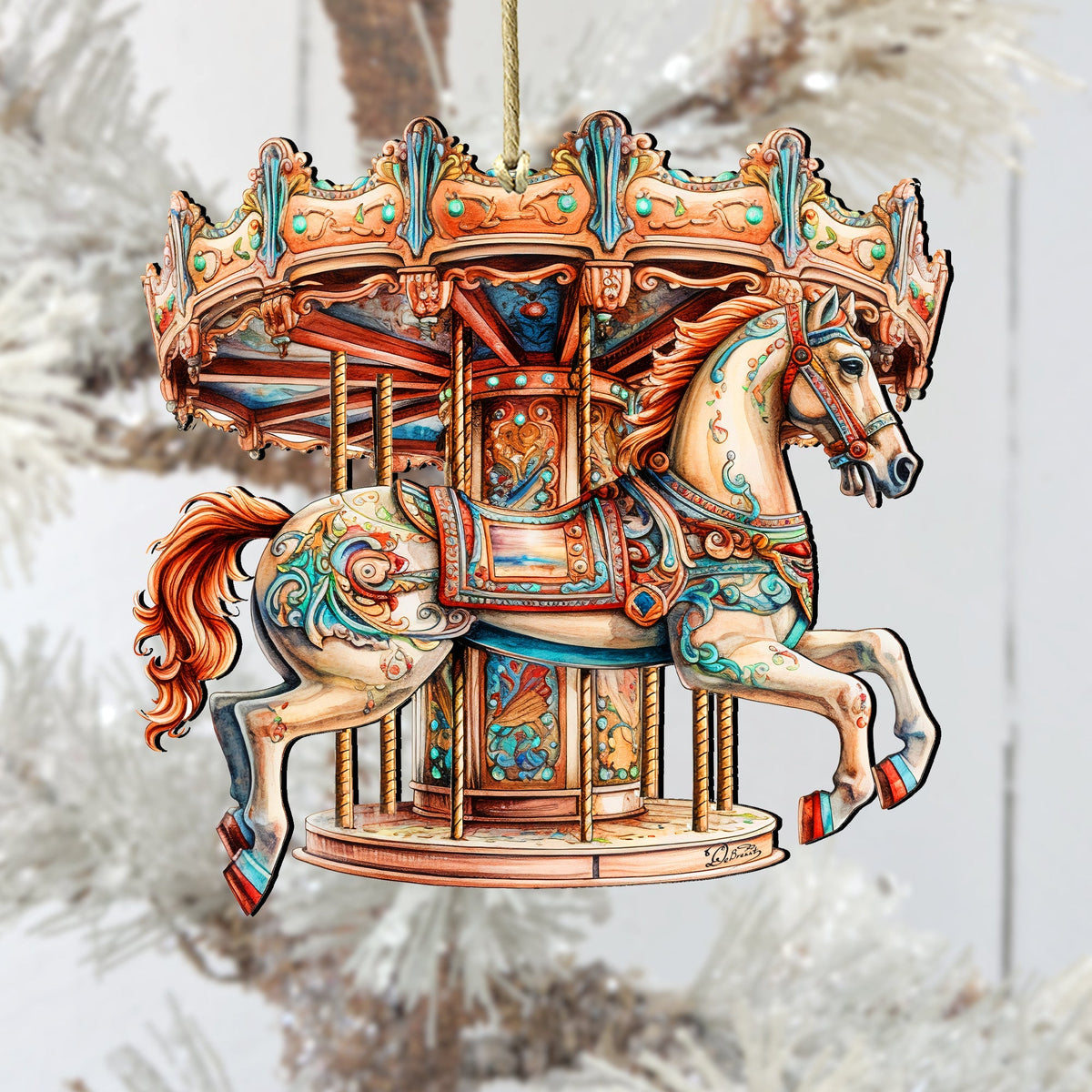 Carousel Horse Wooden Ornaments by G. Debrekht Christmas Decor - 8611027