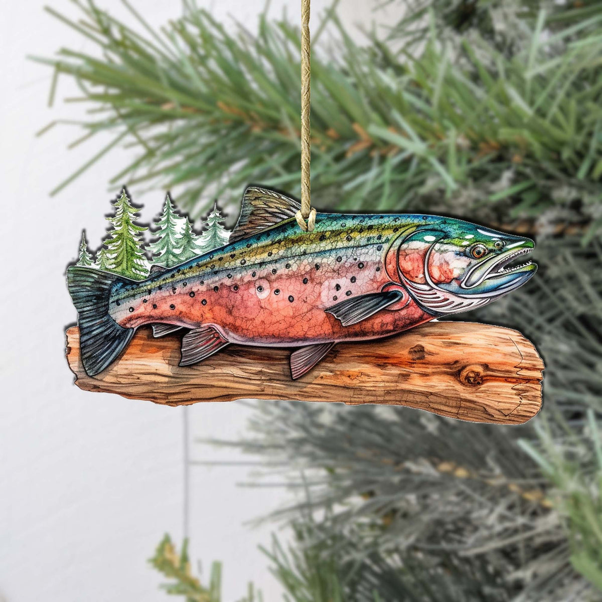 Splendid Sockeye Wooden Ornaments by G.Debrekht - Wildlife Holiday Decor - 8710109-2