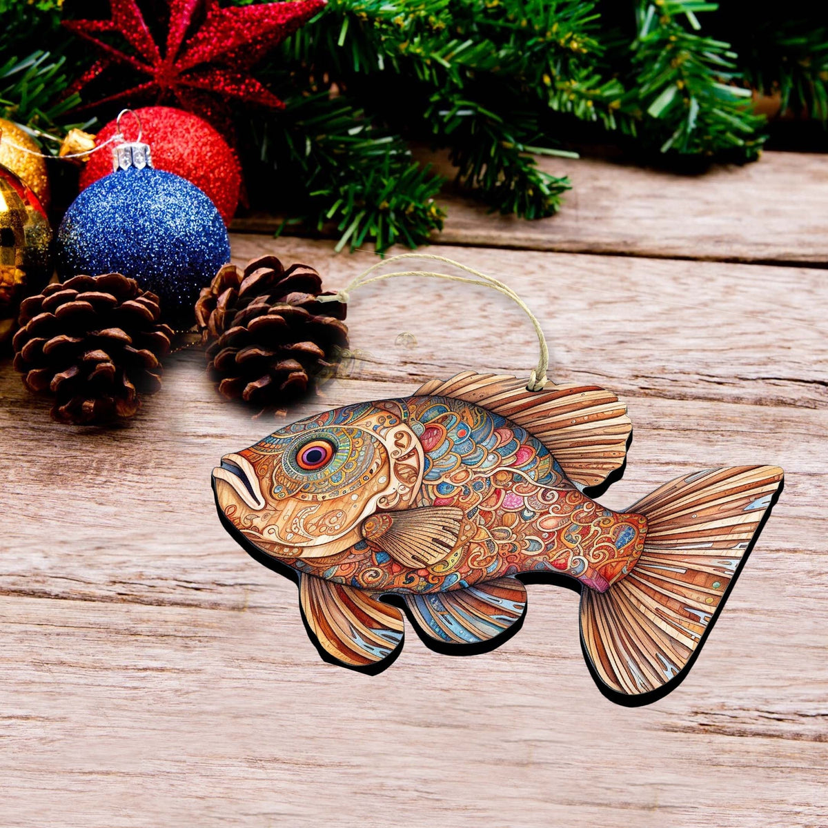 Coastal Fish Decorative Eco Wood Ornaments Set of 3 by G. Debrekht - Coastal Decor - 8091034-S3