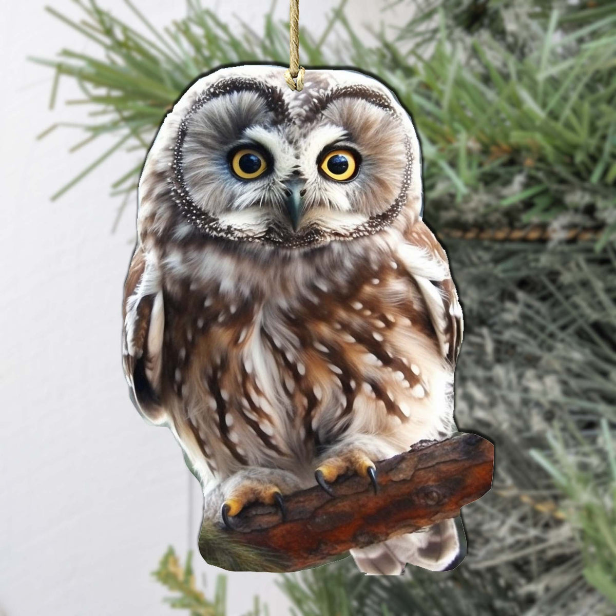 Alaskan Boreal Owl Wooden Ornaments by G.Debrekht - Wildlife Holiday Decor - 8710004-3