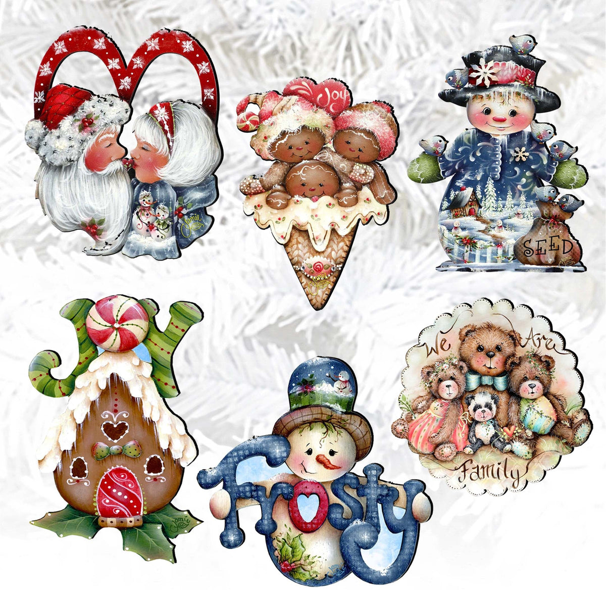 Merry Christmas  Clip-On Eco Wood Decorative Ornaments Set of 6 by Jamie Mills-Price - Christmas Decor - 8090136C-S6