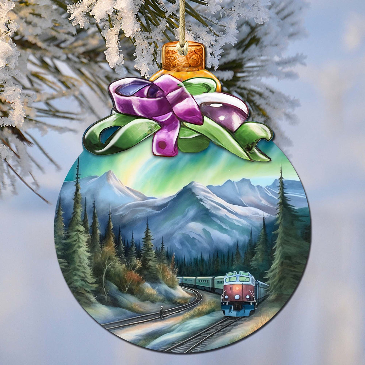 Mountain Glow Express Wooden Ornaments by G.Debrekht - Wildlife Holiday Decor - 870016