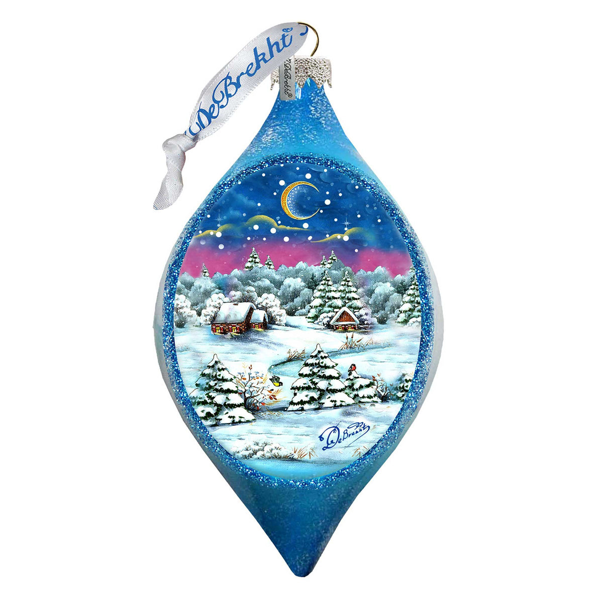 Christmas Night Glass Ornament by G. DeBrekht - 757-081