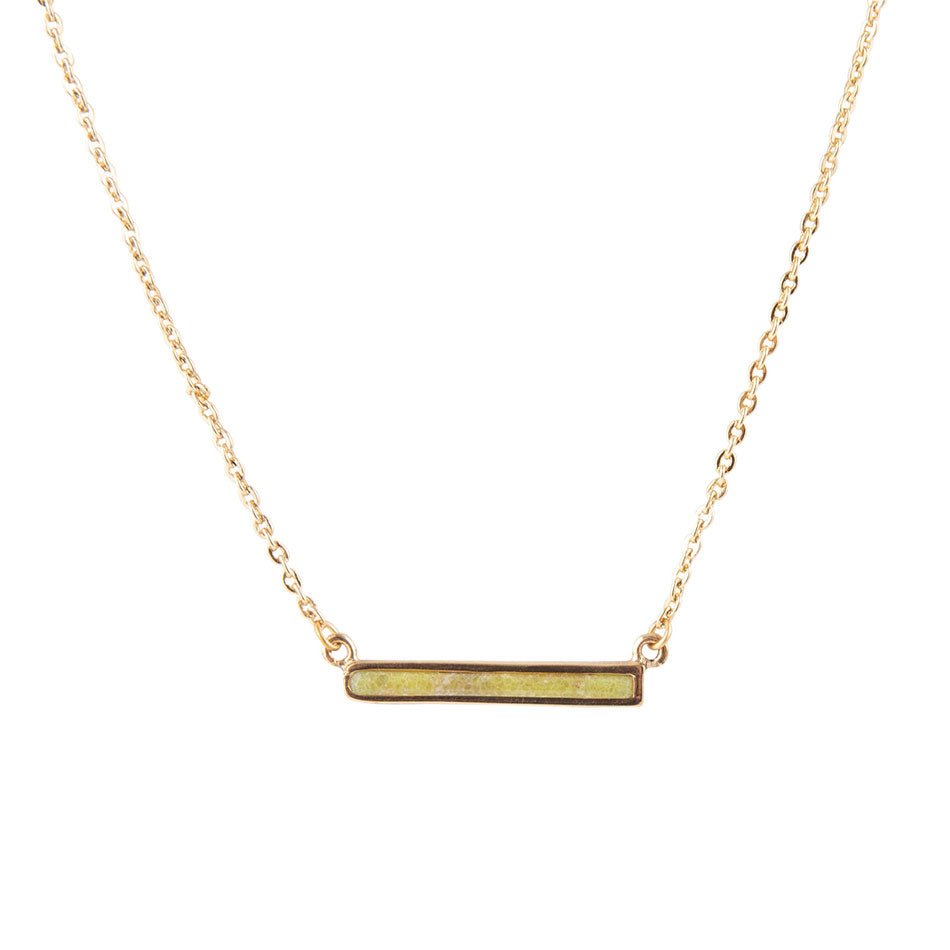 Dainty Green Aventurine Bar Necklace