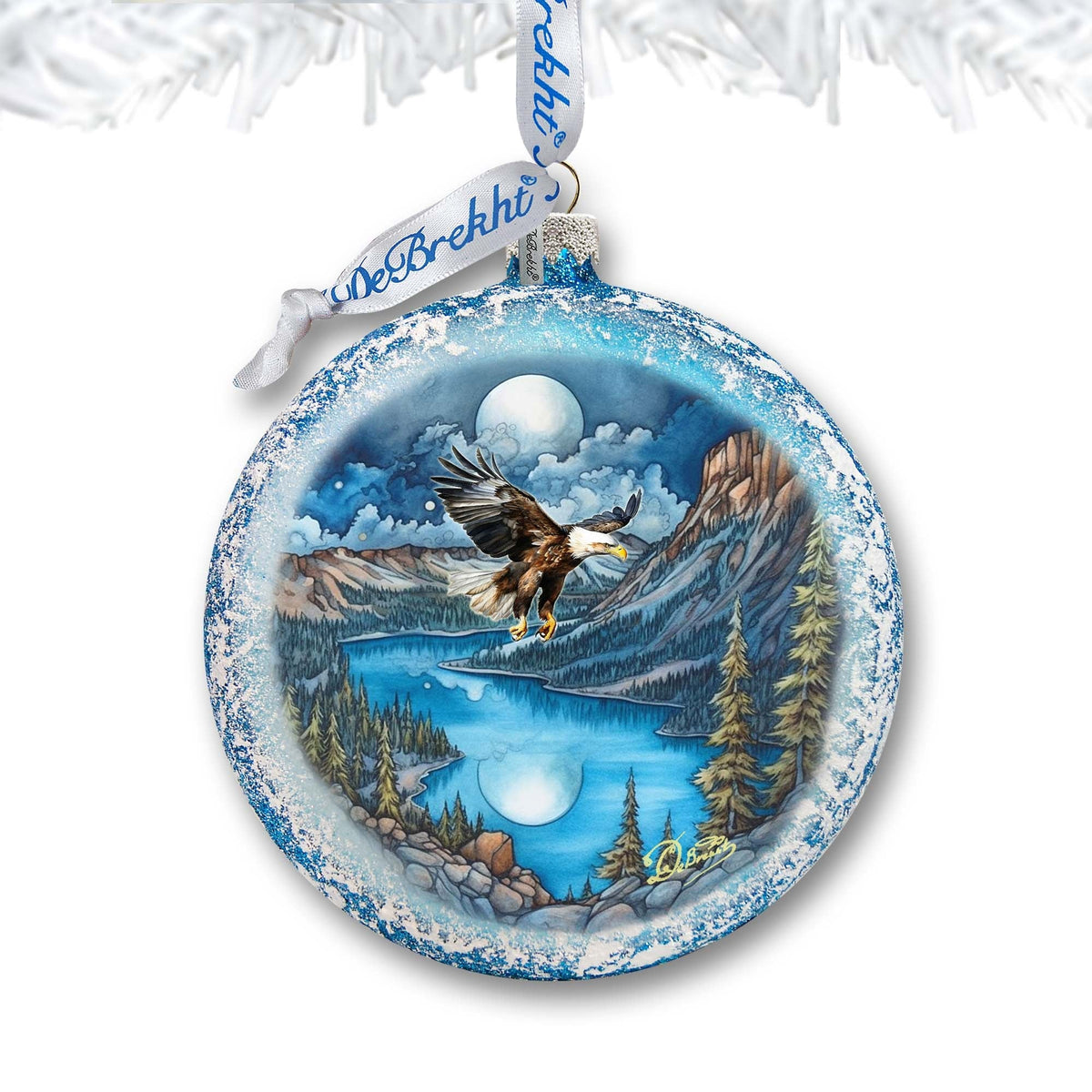 Flying Eagle Glass Ornament by G. DeBrekht - Wildlife Holiday Decor - 744-044