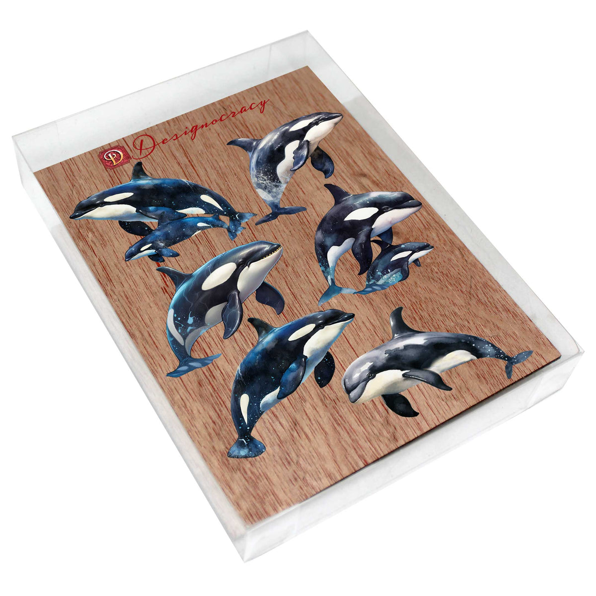 Majestic Orcas Decorative Eco Wood Magnets Set of 6 by G. Debrekht - Wildlife Coastal Decor - 8090102G-S6