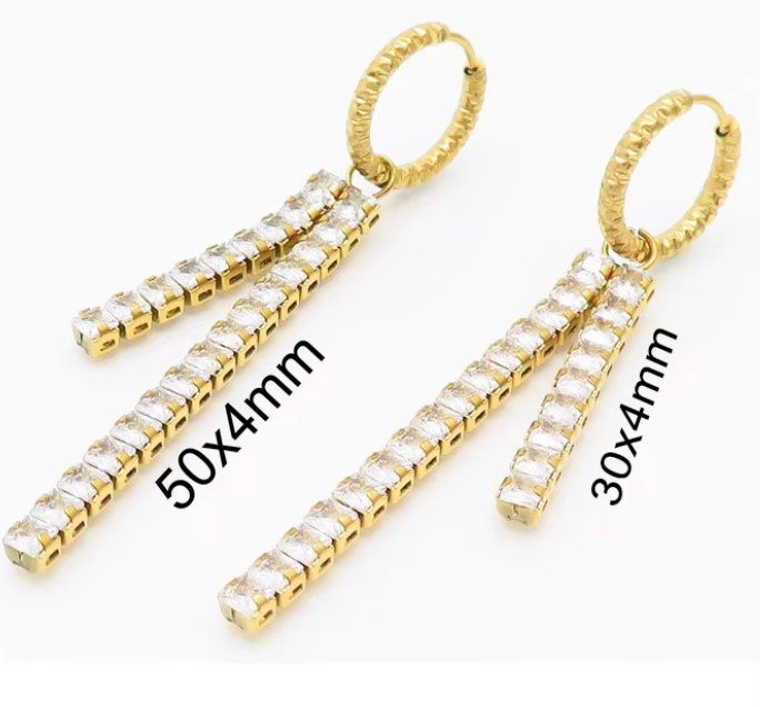 HoopLa “Going Out” 14K GP CZ Drop Hoop Earrings