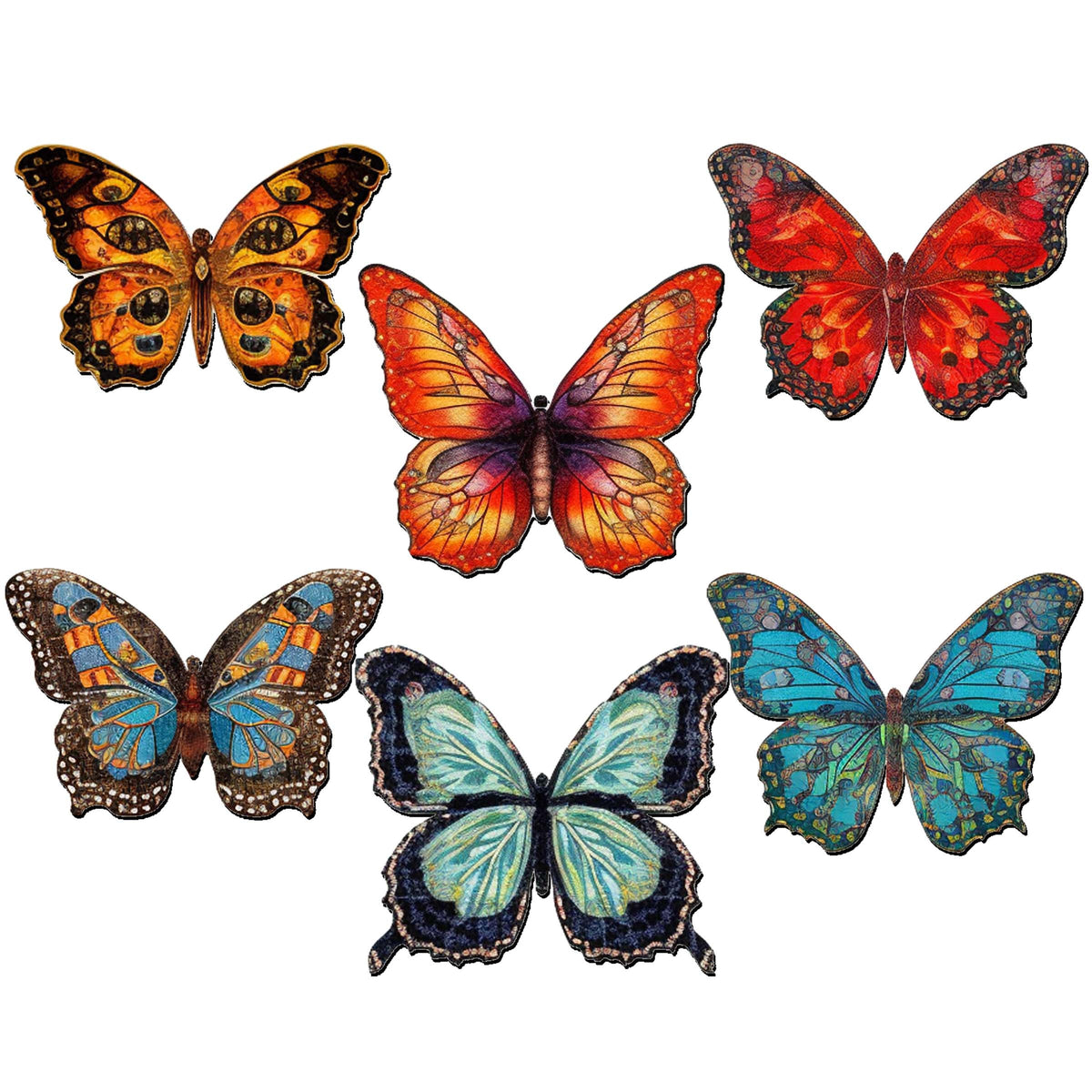 Summer Butterfly Decorative Eco Wood Magnets Set of 6 by G. Debrekht - Wildlife Decor - 8090012-2G-S6