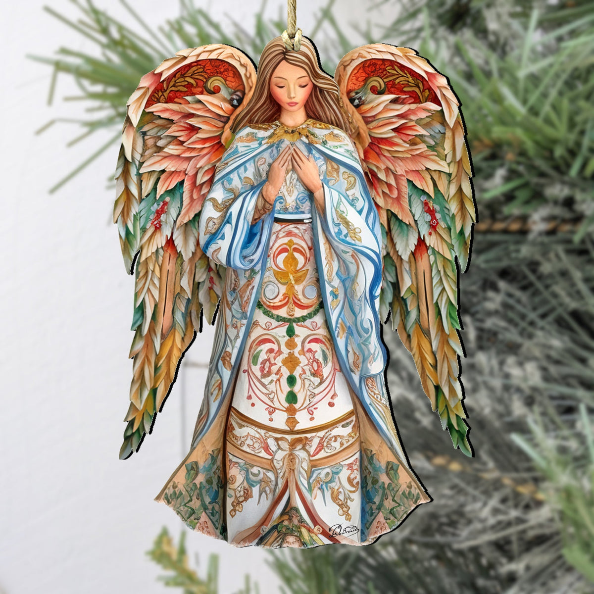 Elegant Angel of Hope Wooden Ornaments by G. DeBrekht Nativity Holiday Decor - 8611073