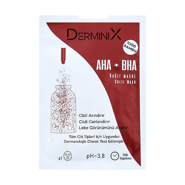 Derminix AHA BHA Sheet Mask Exfoliating Face Treatment 25ml