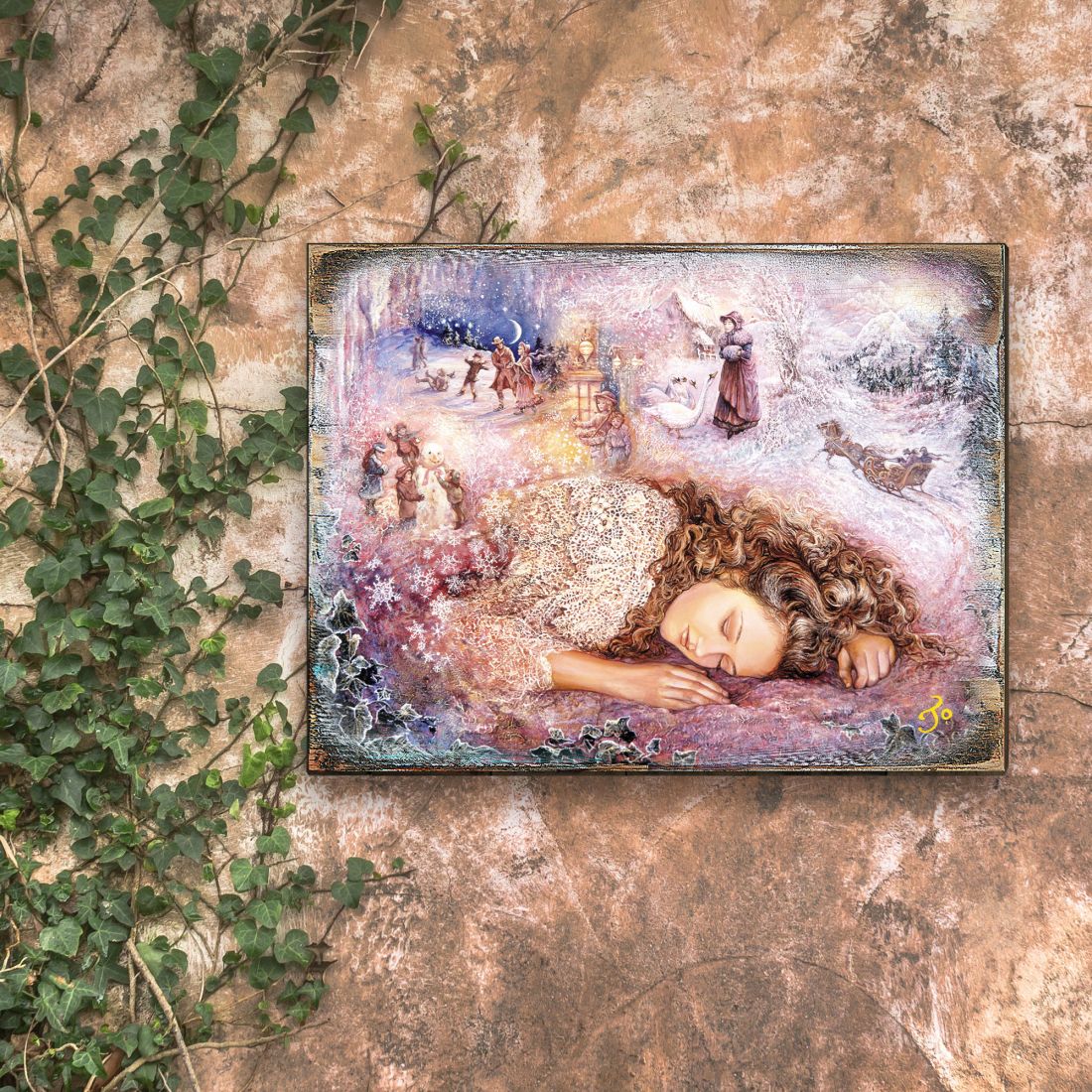 Winter Dream Fantasy Wooden Wall Art by Josephine Wall - Fantasy Decor - 852147-JW