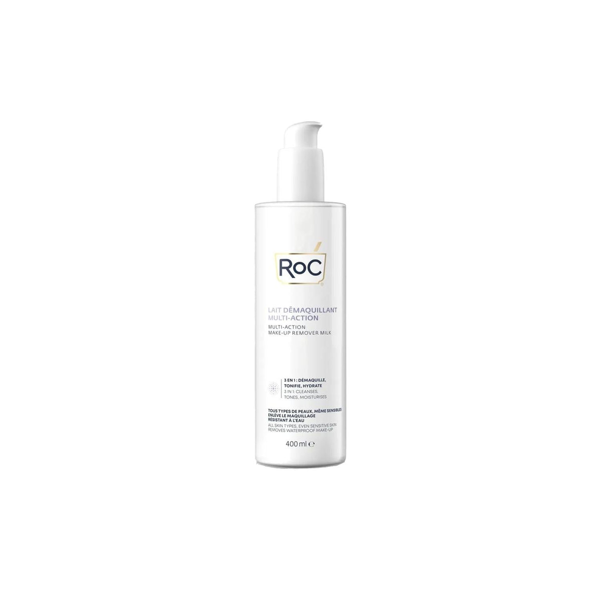 RoC 3-in-1 Makeup Cleansing Milk - 400ml, Multi-functional Skincare Cleanser for Effective Makeup Removal