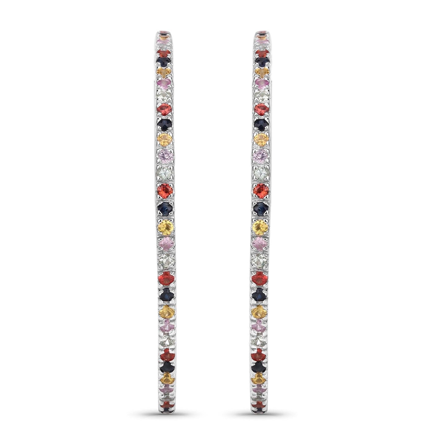 2.24 Carat Genuine Multi Sapphire .925 Sterling Silver Earrings