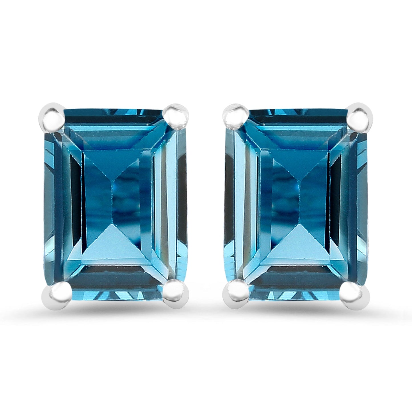 3.90 Carat Genuine London Blue Topaz .925 Sterling Silver Earrings