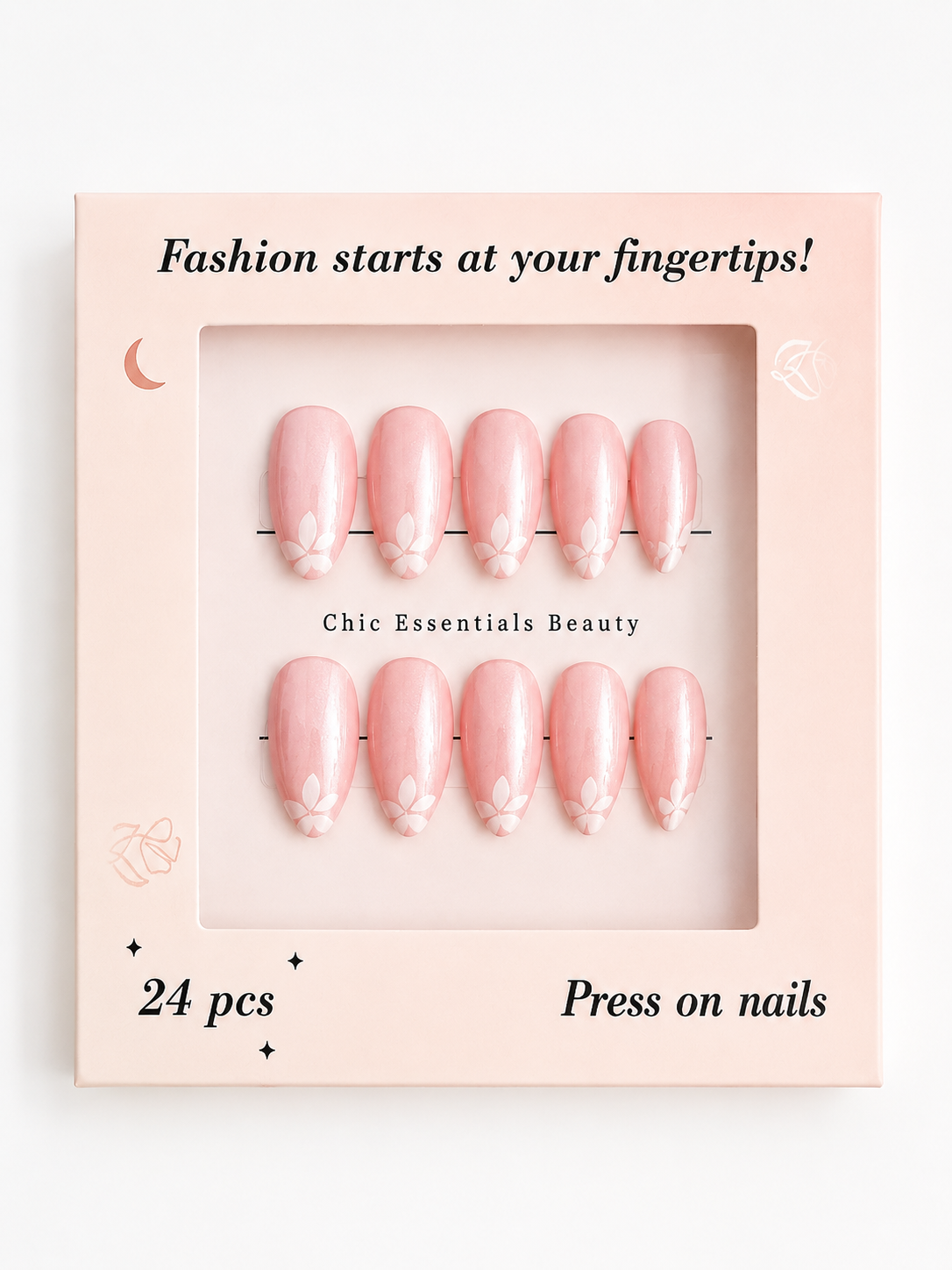 Ongles à Presser Chic Essentials Pétales Rosés (24 p.)