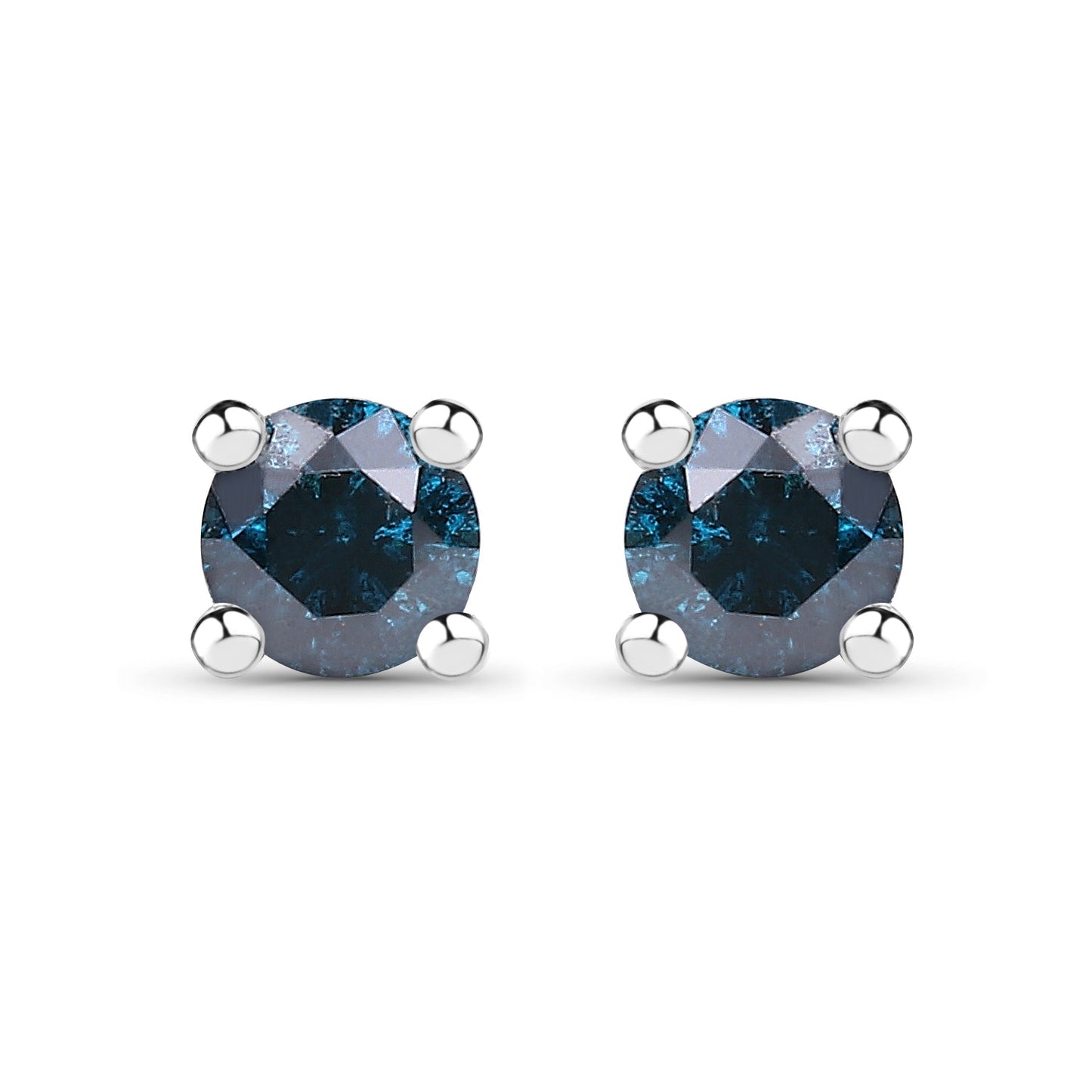 0.21 ct Genuine Blue Diamond .925 Sterling Silver Earrings