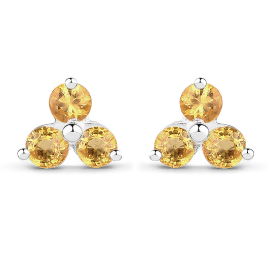 0.72 Carat Genuine Yellow Sapphire .925 Sterling Silver Earrings