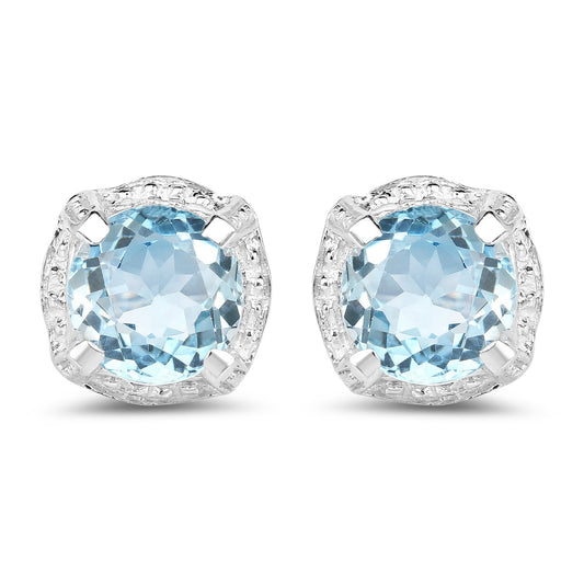 1.90 ct. Blue Topaz .925 Sterling Silver Earrings