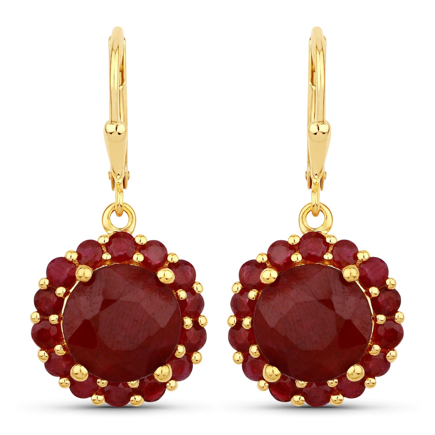 11.37 Carat Dyed Ruby and Ruby .925 Sterling Silver Earrings