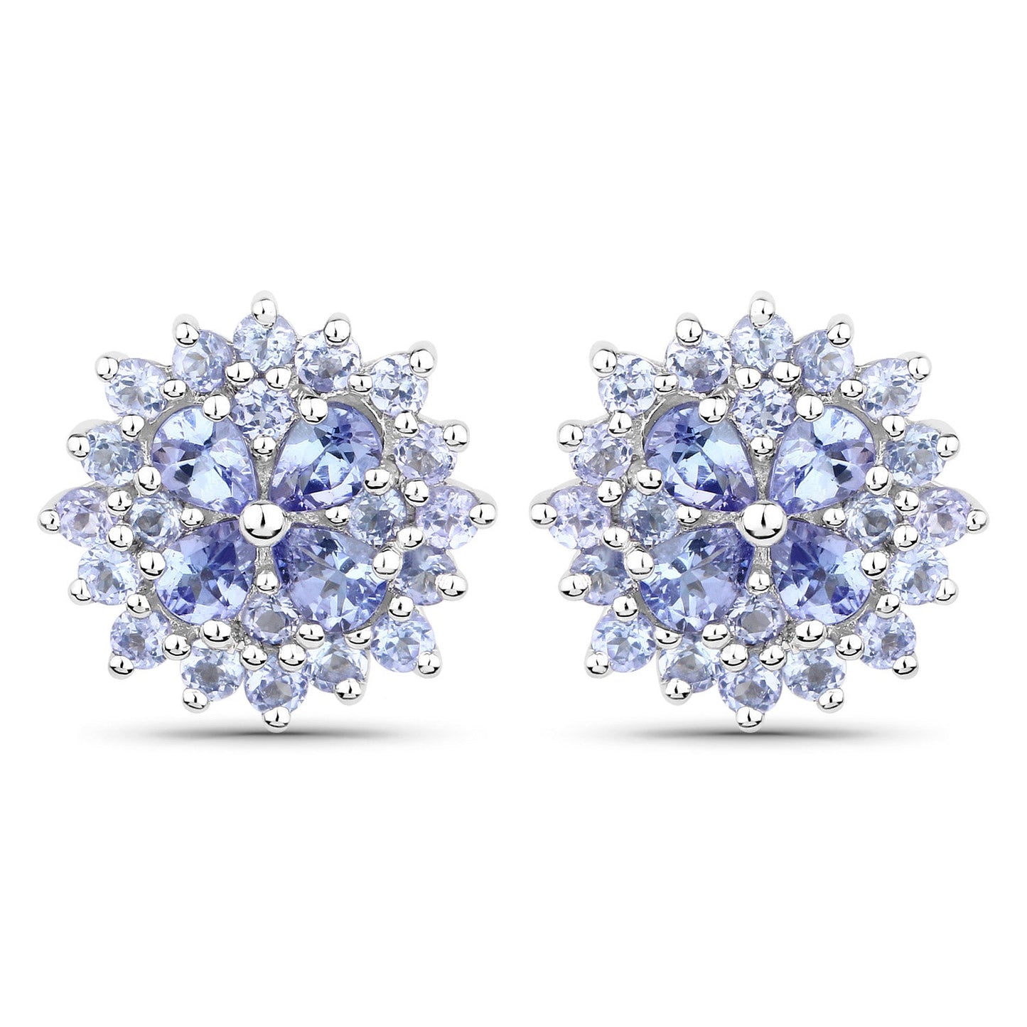 2.52 Carat Genuine Tanzanite .925 Sterling Silver Earrings