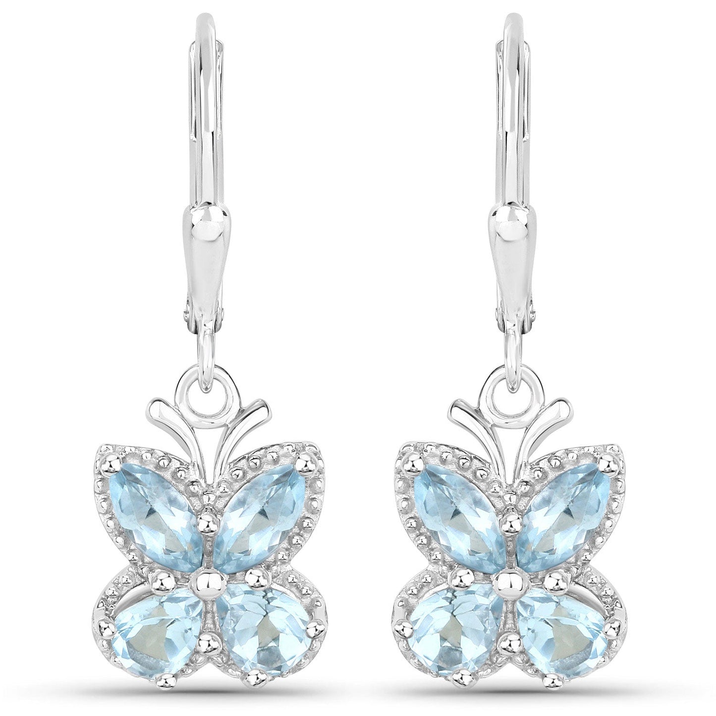2.60 Carat Genuine Blue Topaz .925 Sterling Silver Earrings