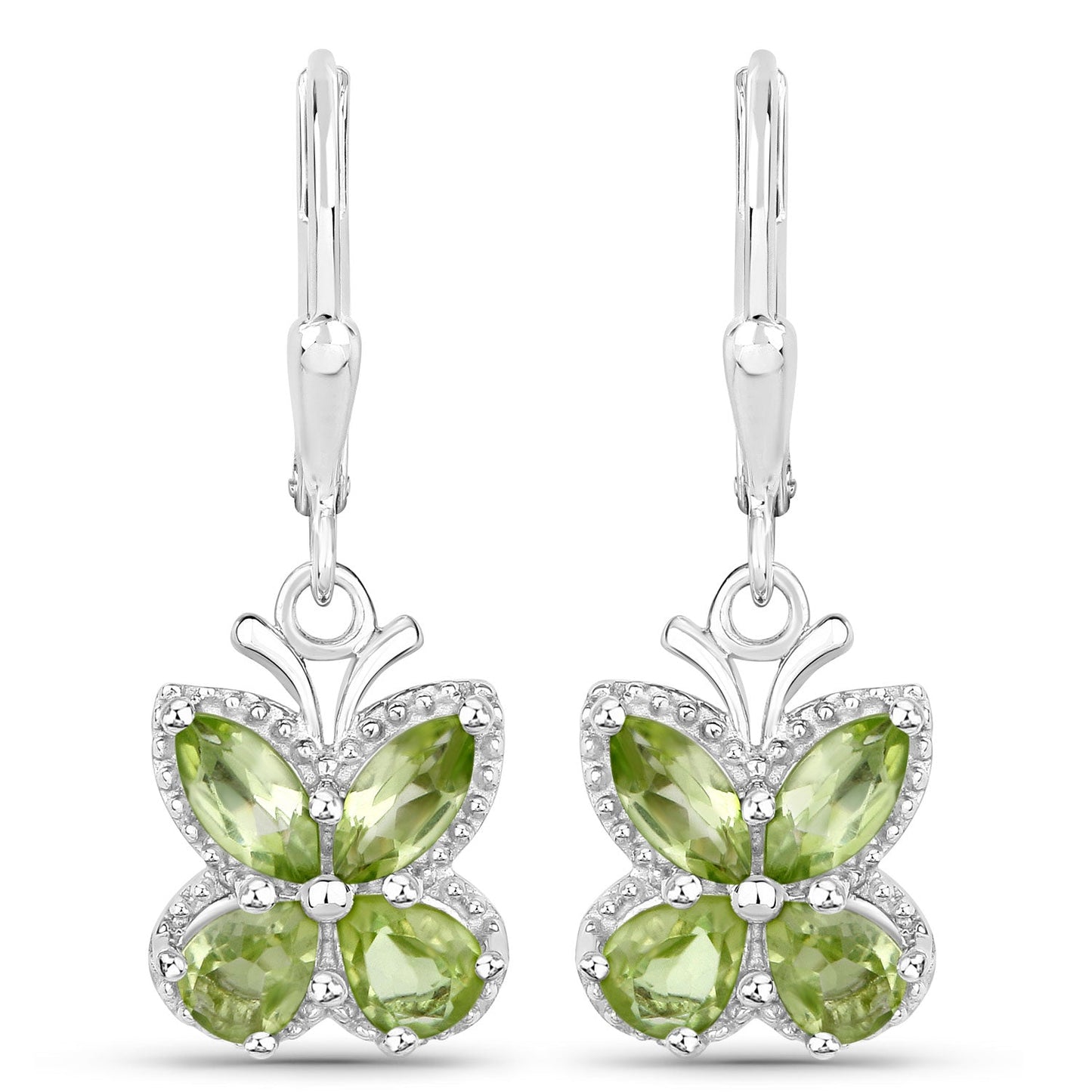 2.28 Carat Genuine Peridot .925 Sterling Silver Earrings