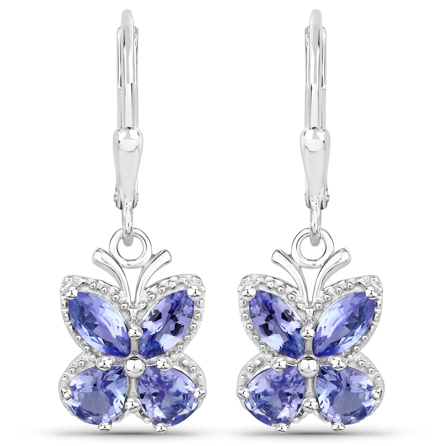 2.08 Carat Genuine Tanzanite .925 Sterling Silver Earrings