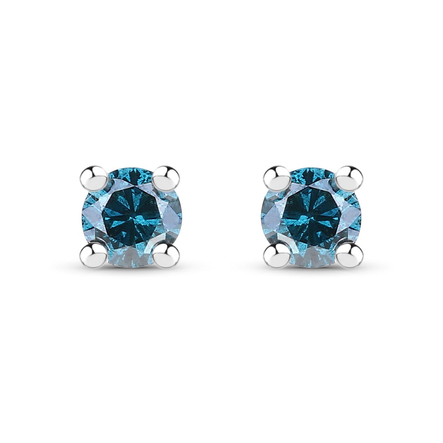 0.18 ct. Genuine Blue Diamond .925 Sterling Silver Earrings