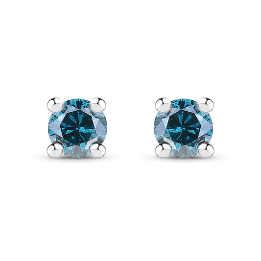 0.18 ct. Genuine Blue Diamond .925 Sterling Silver Earrings