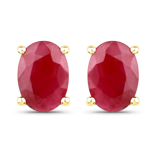 1.70 Carat Genuine Ruby 14K Yellow Gold Earrings
