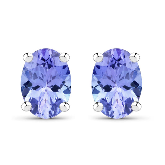 1.50 carat Genuine Tanzanite .925 Sterling Silver Earring