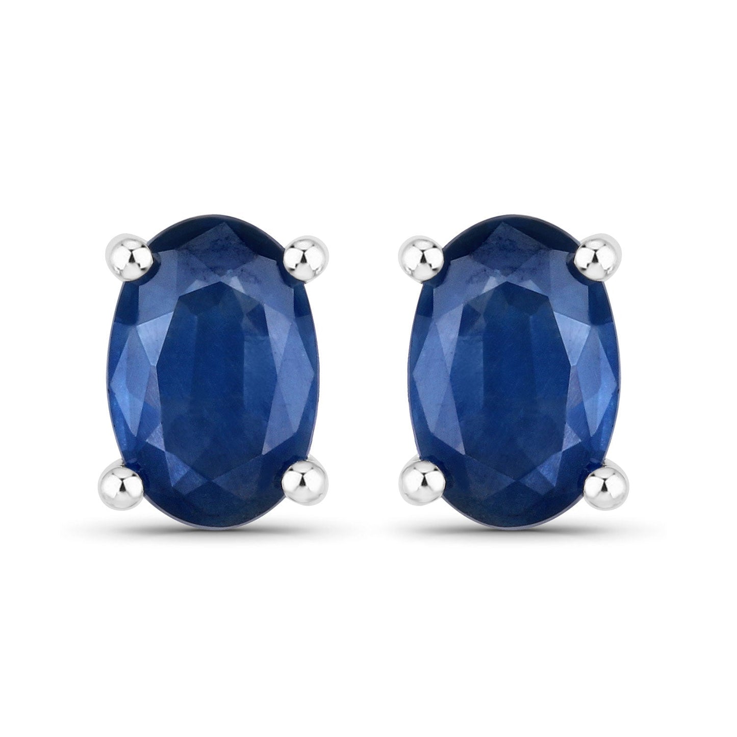 1.04 Carat Genuine Blue Sapphire 14K White Gold Earrings