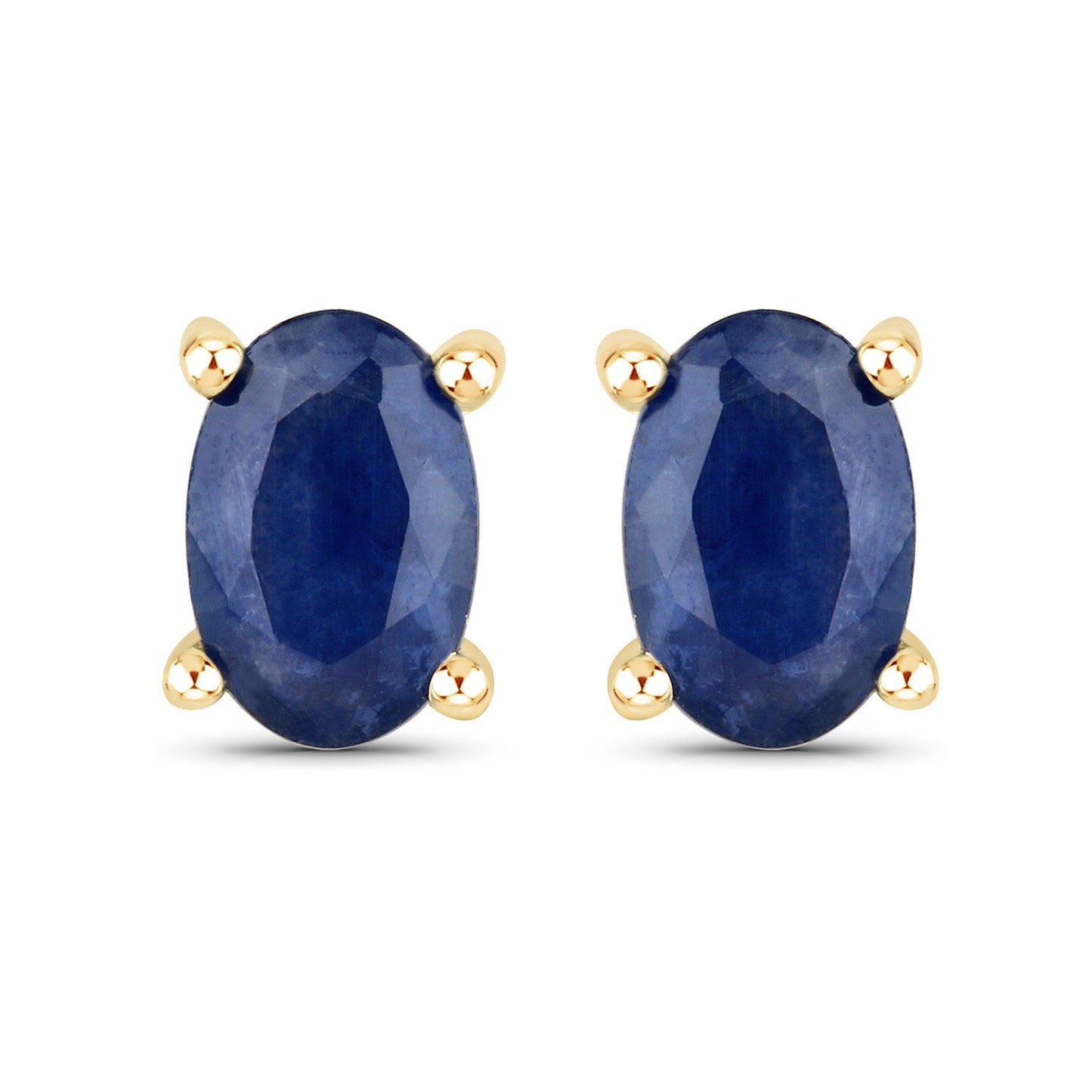 1.04 Carat Genuine Blue Sapphire 14K Yellow Gold Earrings