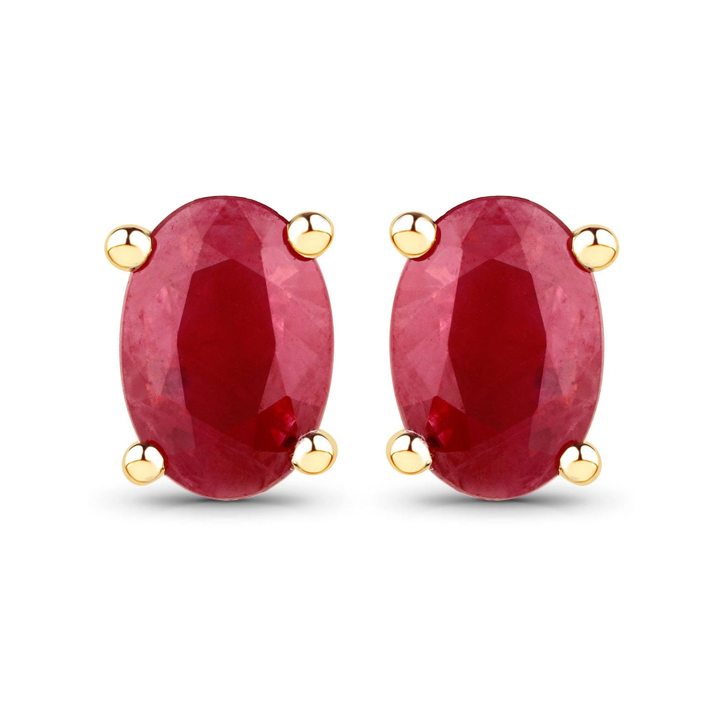0.96 Carat Genuine Ruby 14K Yellow Gold Earrings
