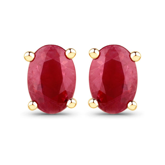 0.96 Carat Genuine Ruby 14K Yellow Gold Earrings