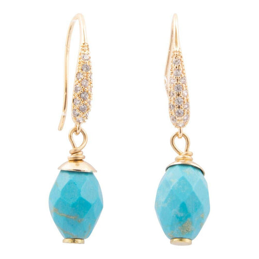 Barse Jewelry Hepburn Blue Magnesite Golden Drop Earrings