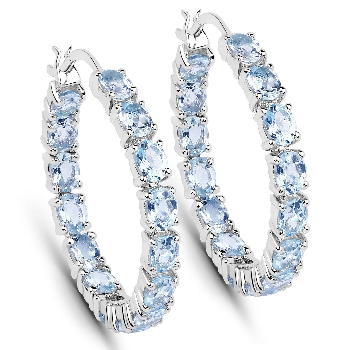 5.70 ct. Genuine Blue Topaz .925 Sterling Silver Earrings