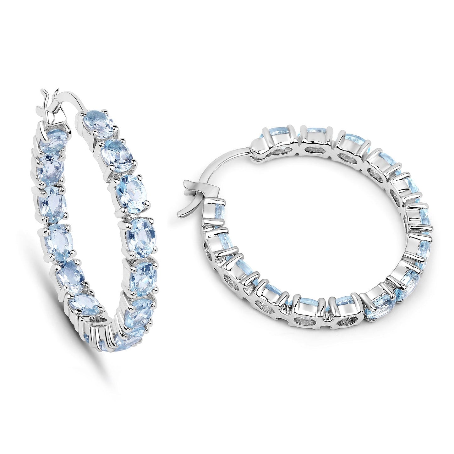 5.70 ct. Genuine Blue Topaz .925 Sterling Silver Earrings