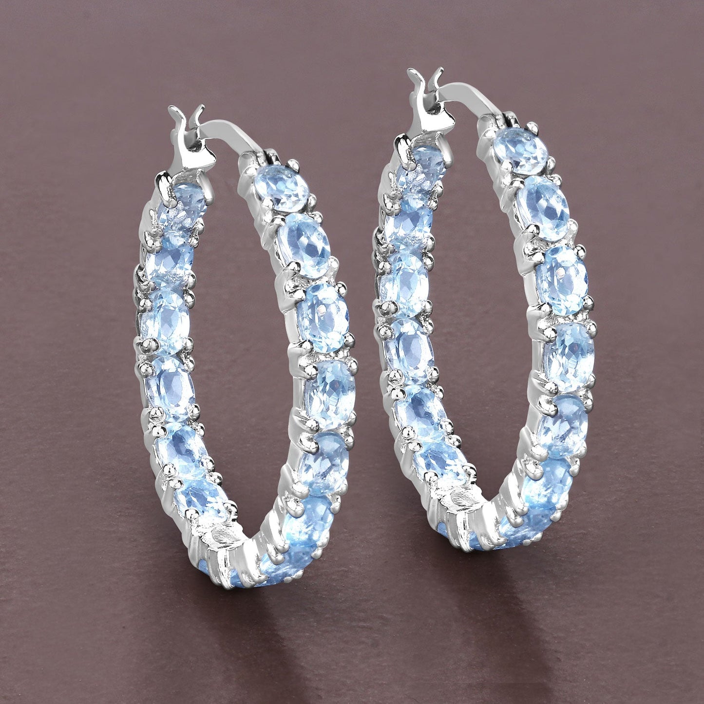 5.70 ct. Genuine Blue Topaz .925 Sterling Silver Earrings